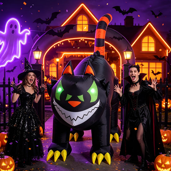 65FT Spooky Scary Halloween Inflatable Black Cat Decoration Halloween Blow Up Yard Decor with Shaking Head  Glowing Green LED Eyes for Lawn Garden Halloween Party Halloween Decorations Halloween Decorations Fall Decor